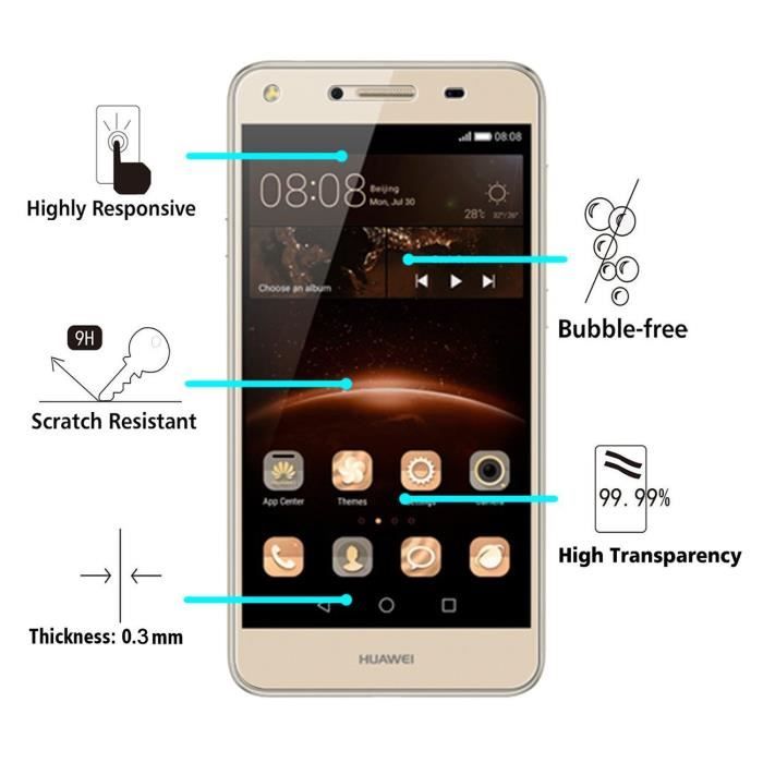 Screen Protector - Phonillico® - HUAWEI Y5 2 Y5 II - Tempered Glass - Anti-Scratch - Transparent