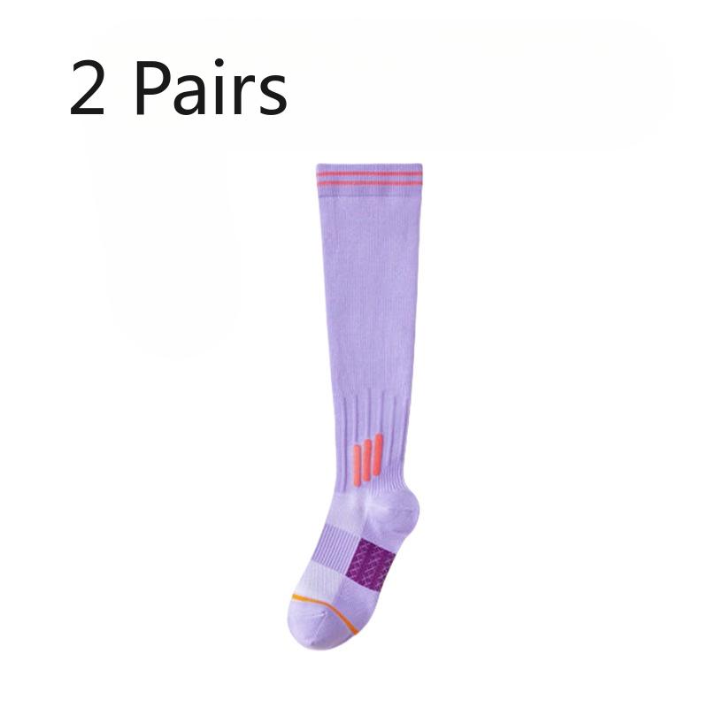 2 Pairs of Women's Professional Fitness Yoga Exercise Pressure Long Leg Socks
