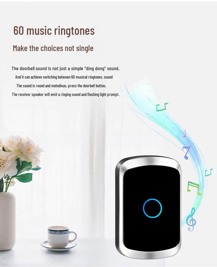 Wireless Waterproof Self-Powered Smart Doorbell - Battery-Free Long-Range Remote Control for Home