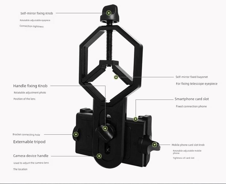 Neutral Monocular and Binocular Astronomical Telescope Phone Holder Metal Cellphone Holder Can Take Photos with Mobile Phone
