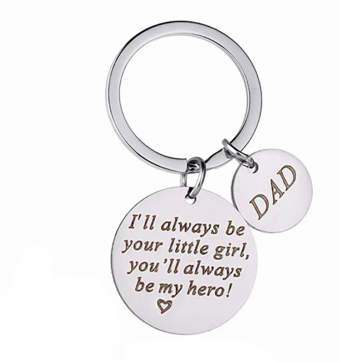 Stainless Steel Engraved Keychain Pendant, Mirror Polished - Father s Day Gift