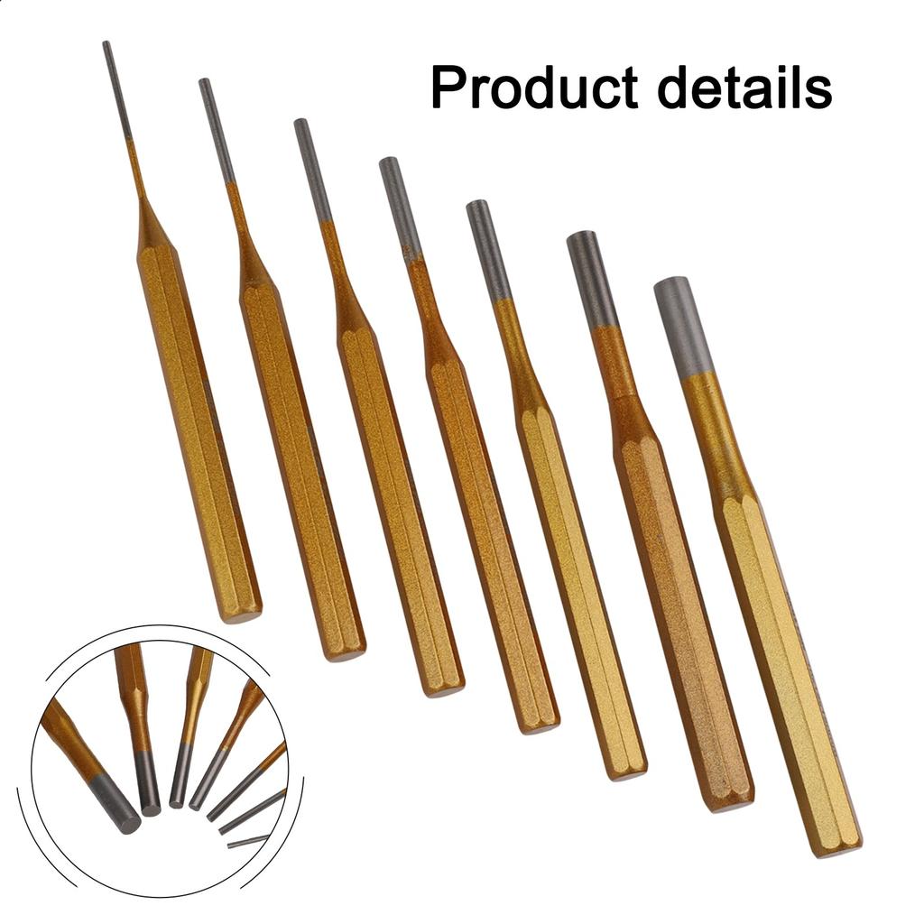 210mm 7PCS Roll Pin Punch Tool Set Alloy Steel for Workshop Use Precise Punching and Industrial Maintenance Tasks