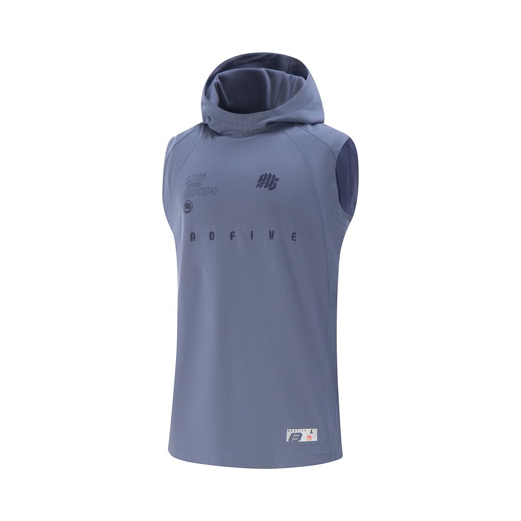 Li Ning Anti-Five Series Simple Versatile Loose Fit Round Neck Hooded Sports Vest Men Vests Breeze-Blue AVSV071-1
