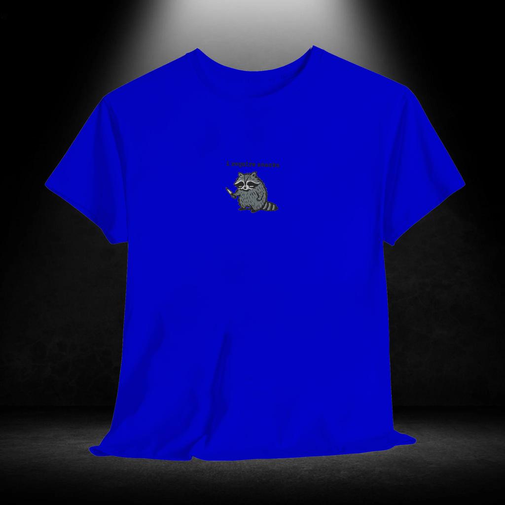 Men's Summer T-shirt I Require Snacks Raccoon Print Crew Neck Short-sleeved Top Casual Loose Sportswear Fashion Homewear