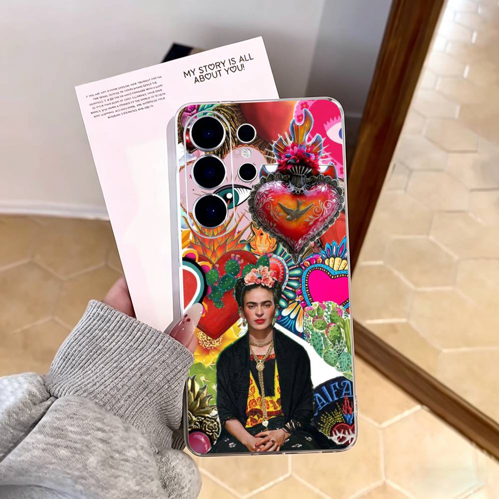 Art F-Fridas K-Kahlo COOL Phone Case For Samsung S25,S24,S21,S22,S23,S30,Ultra,S20,Plus,Fe,Note,10,9,5G Transparent Cover