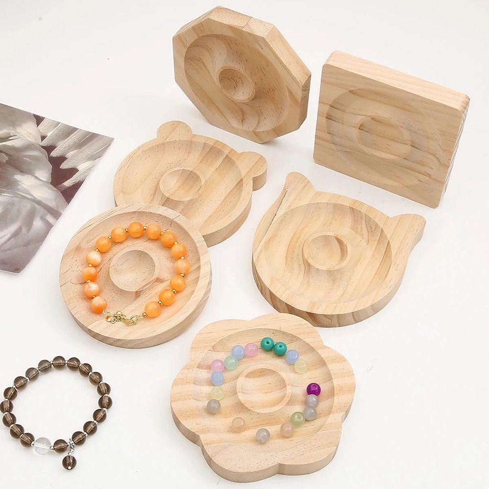 1Pcs Organizer Mat Wooden Jewelry Tray 10cm DIY Bead Design Board Wooden Bracelet Display Stand Plate