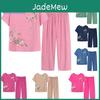 Clothes Women Set Summer Homewear Short Sleeve Floral Print Tshirt Pants Loose Two Pieces Set Outfit For Middleaged