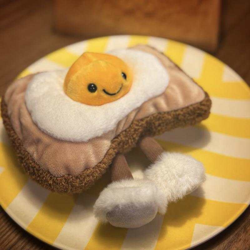 Jelly Toast Egg Plush Toy: Soft Boiled Egg and Toast Bread Slice Doll for Children