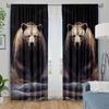 2Pcs Polyester Mysterious Black Bear Printing Window Curtains Birthday Party Decoration Backdrop Drapes for Living Room