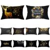 New Black Gold Series Christmas Peach Skin Print Waist Pillow Cover Home Accessories Cushion Cover Sofa Cushion Cover