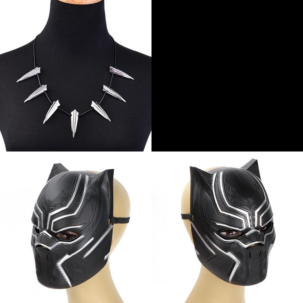 Premium Quality 2018 Halloween Costume Black Panther Necklace Jumpsuit Mask Ensemble