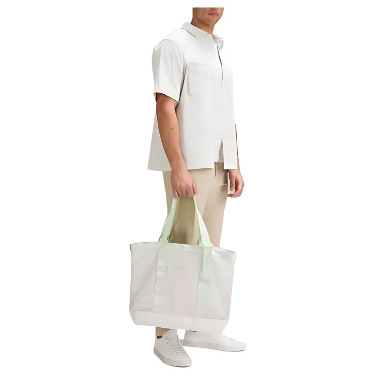 Lululemon Netz 20L Markenlogo Druckknopfverschluss Polyester Schulter-Tragetasche Normale Damenhandtaschen Weiß Grün Beige LU9BARS-KOGR