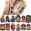 63pcs Temporary Tattoo Pirate Stickers Cartoon Treasure Illustrations Pirate Tattoos Waterproof Long-lasting Body Stickers For