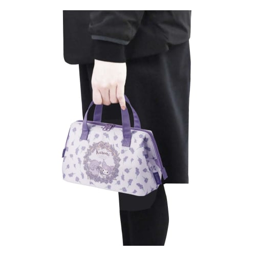 Skater Lunch Bag, Insulated, Clasp Closure, Women's, Sanrio, Kuromi, Flower Wreath, KGA1-A