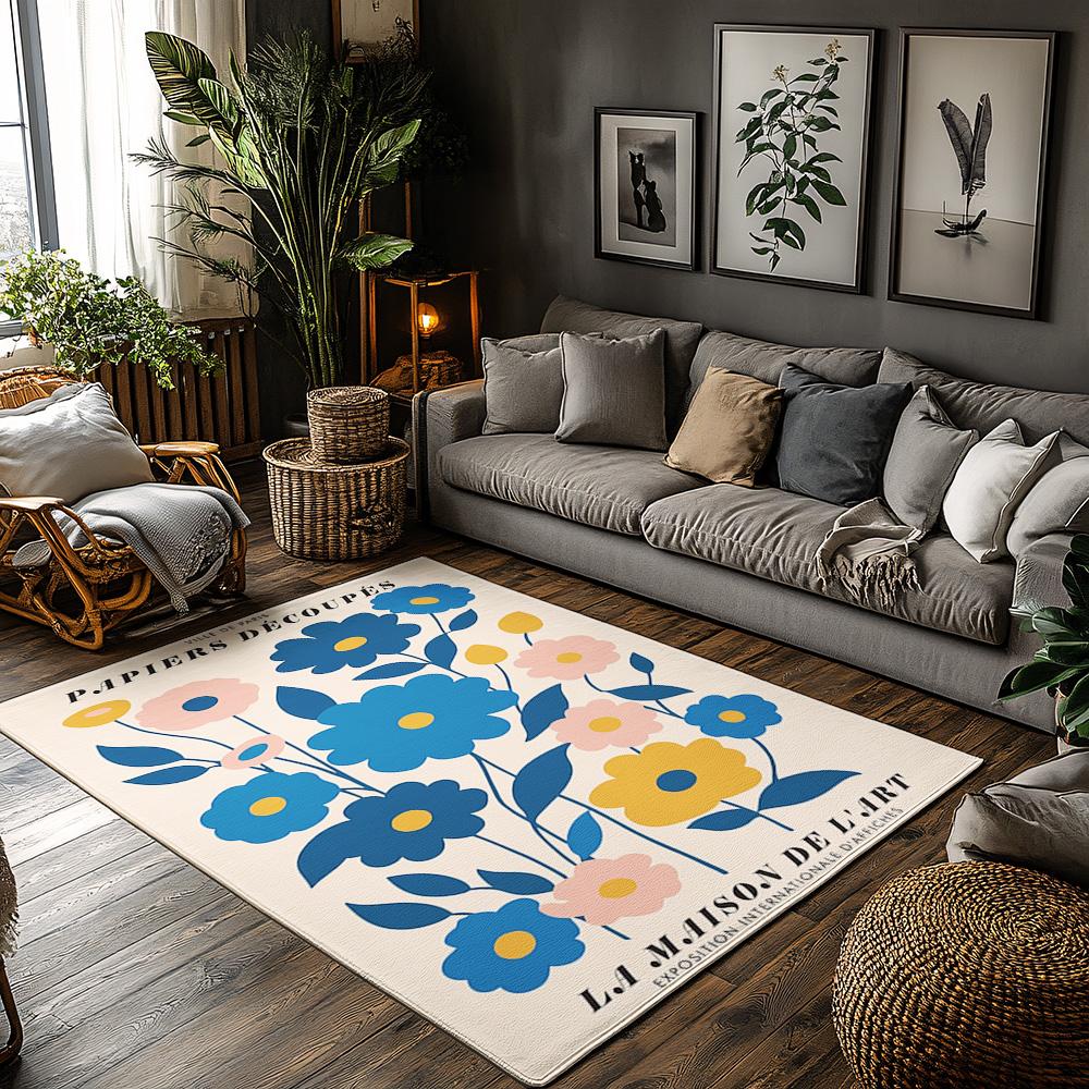 

Floral Area Rug Washable Non Slip Indoor Outdoor Mat Bohemian Home Decor Modern Farmhouse Entryway Rug Living Room Carpet 50x80cm