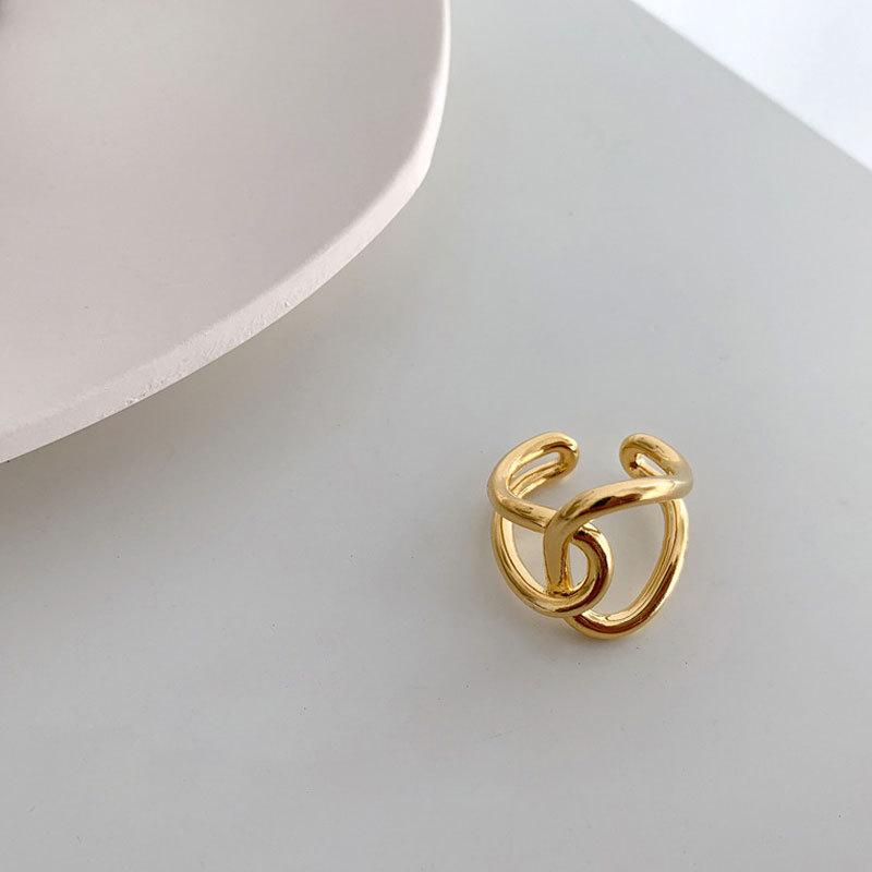 

Ins Wind Minimalist Line Ring Temperament Personality Premium Sense Knot Cross Adjustable Index Finger Opening Ring Rings Geometric Party Jewelry