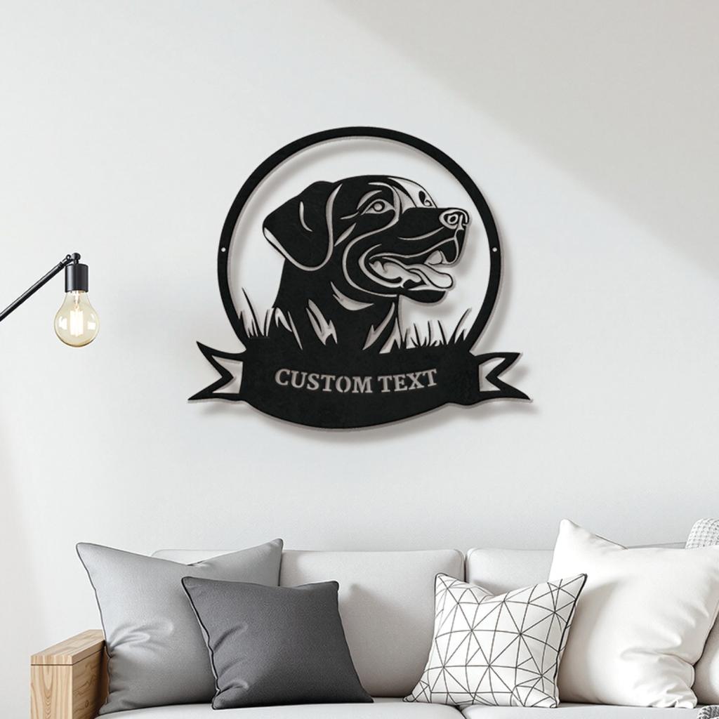 Custom Dog Portrait Metal Sign - Personalised Text Wall Art for Home Garden, Handmade Rustic Pet Lover Gift