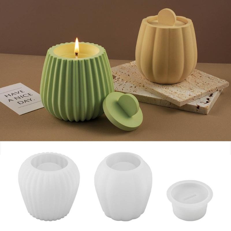 Striped Jar Candle Holder Resin Molds Tray Silicone Molds Resin Epoxy Ornaments Casting Mold for DIY Candlestick Jewelry