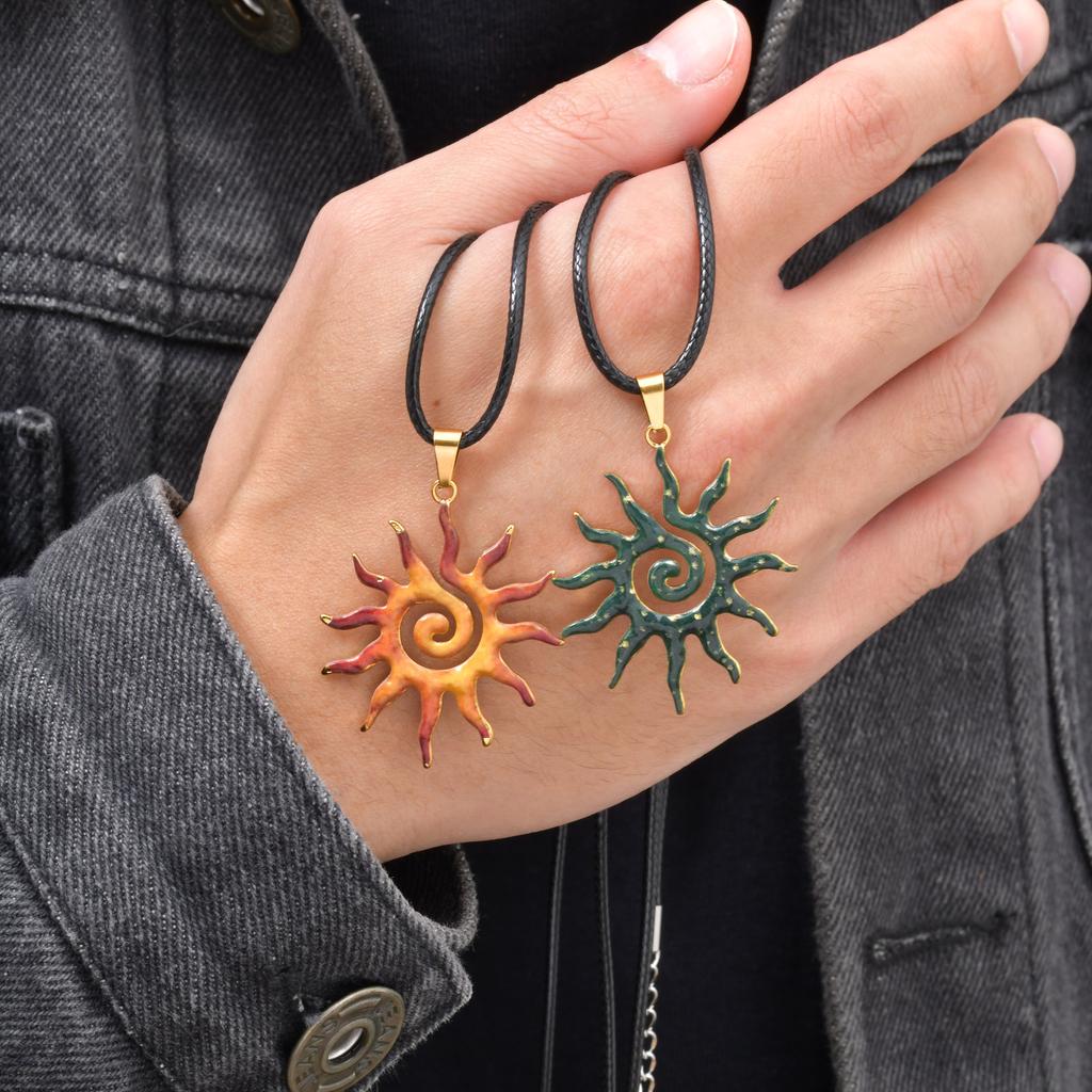 Xiaomi Vnox Sonnenanhänger Halskette für Männer Jungen, Edelstahl Sonnenstrahl Sonnenblumen Anhänger Solar Anhänger Halskette Elegante Schmuckgeschenke