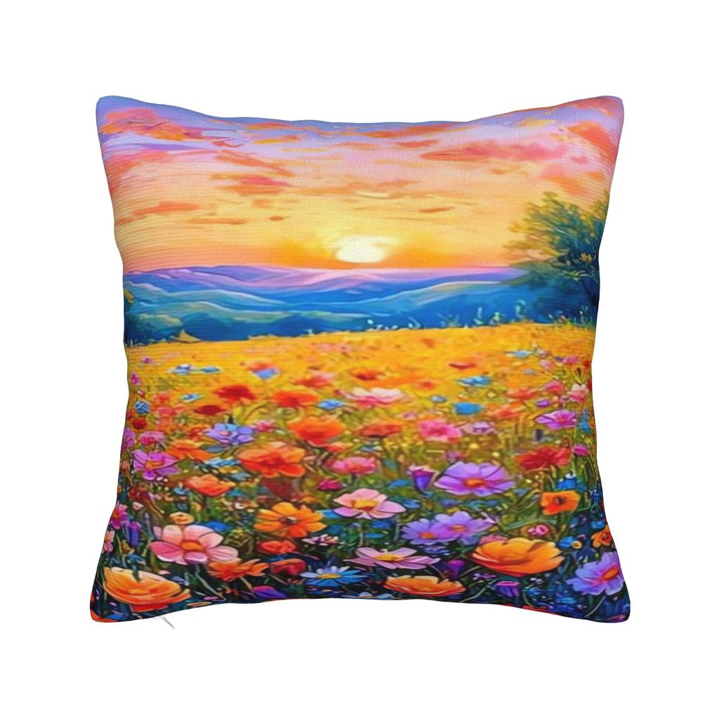 Rainbow Waterfall Art Pillow Cover  Square Cushion Cover Cute Funny Pillow Case For Living Room Chair
