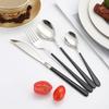 Cutlery Set Knife Fork Spoon 8 Pieces 2 People 18-8 Stainless Steel Seamless Integrated Long Handle Everyday Use (Silver/Black)