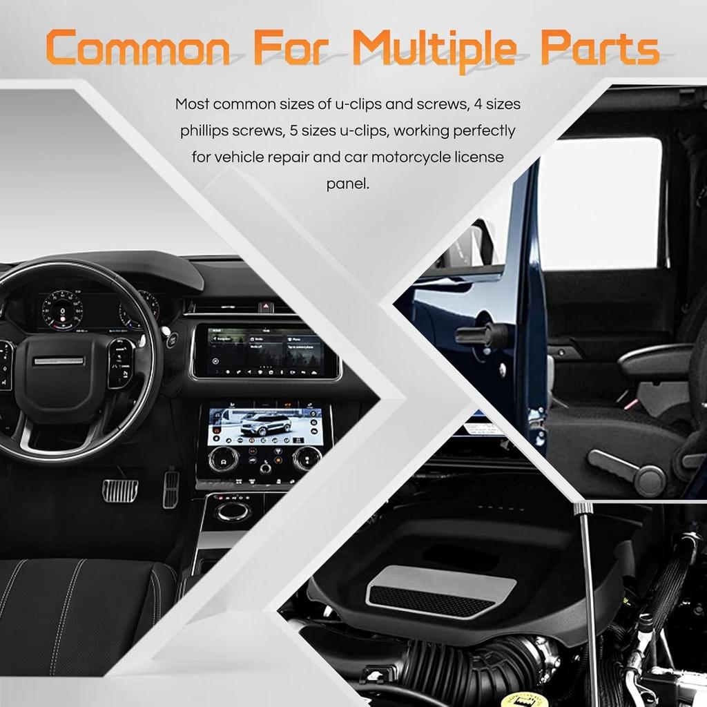 OTUAYAUTO 170PCS Car U Clips With Screw Assortment Kit - 10 Different Sizes Automotive U Nut And Screw Clip, Automotive U Nut Screw Clip, For Car