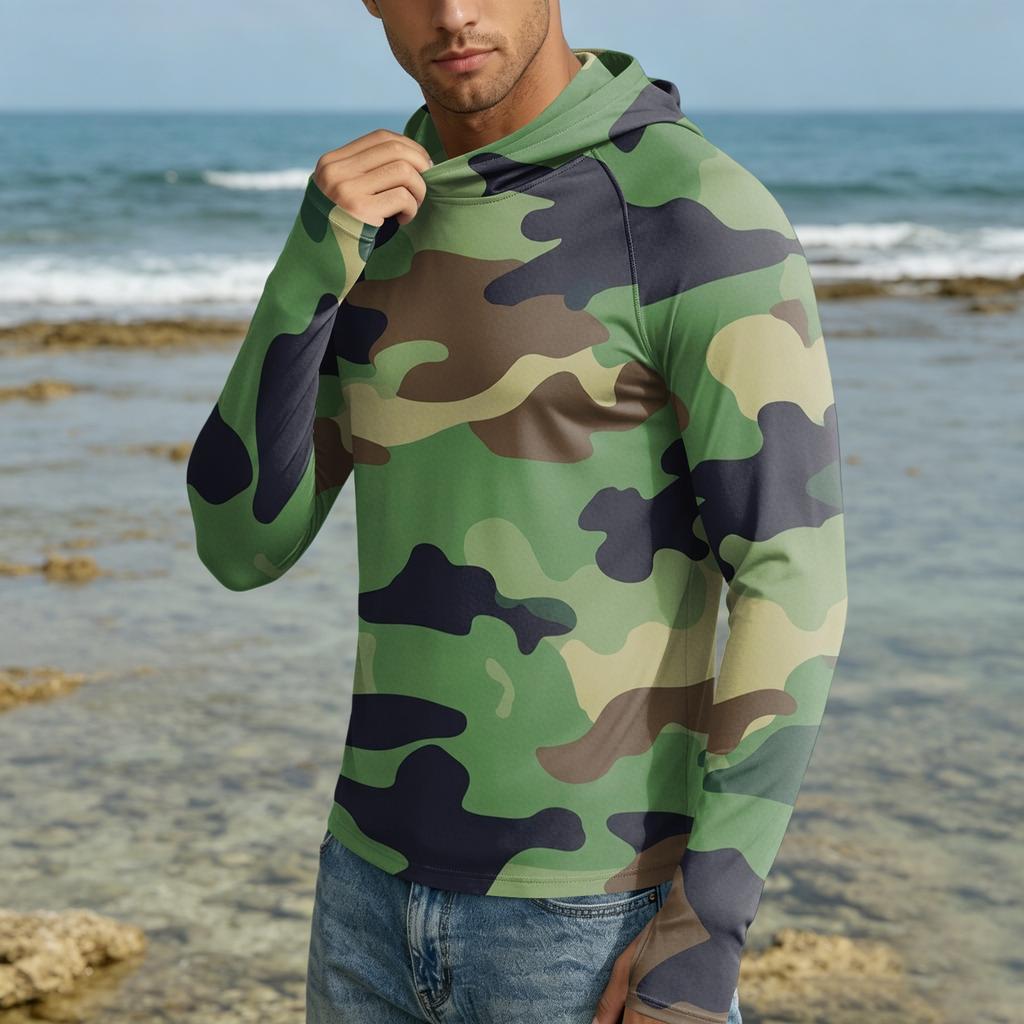 Men 50 Plus Sun Hoodie Long Sleeve Lightweight Quick Dry Hooded Shirt for Outdoor Activities