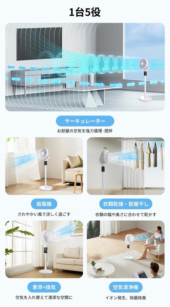 Circulator Fan New Model AI Smart Airflow DC 3D 9 Levels of Airflow Panel Remote Height Living Powerful Easy Energy Air Circulation [2025 &