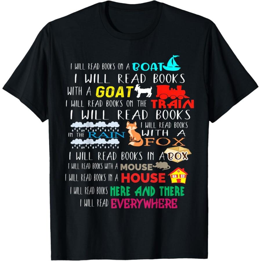 I Will Read Books On A Boat & Everywhere Reading Gifts Kids Short Sleeve T-Shirt XXXXXL чёрный