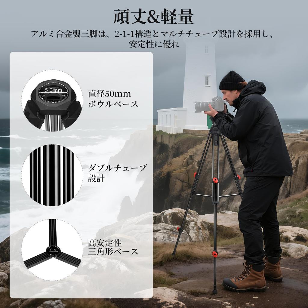 NEEWER Video Tripod Camera Tripod with Fluid Aluminum Portable Camera Tripod Stand for DSLR Compatible with Manfrotto QR Maximum Load TP73 Head,