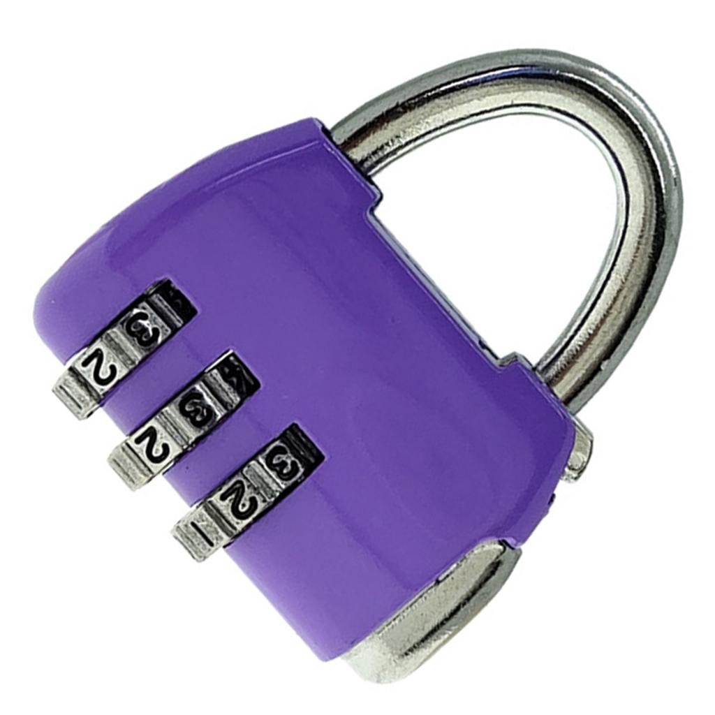 Padlock 3 Digit Combination Lock Security Heavy Duty Zinc Alloy Luggage Locks for SuitcasePurple