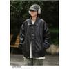 European and American commuter street trend loose locomotive suit leather jacket men trendy ruffian handsome high sense pilot PU leather jacket