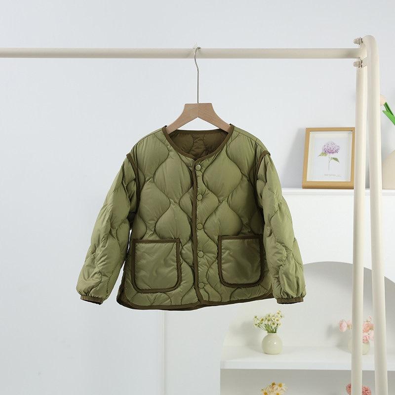 Thicker than thin styles~ Children's light and thin round neck down liner Boys and girls baby down jacket school uniform