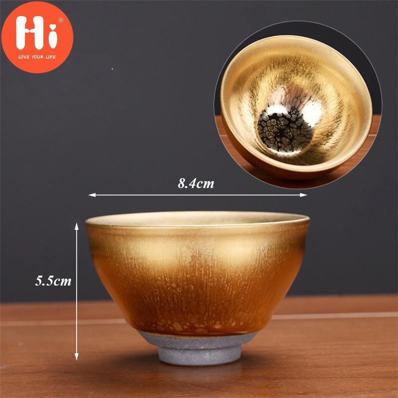 Hi Ceramic Gold Glaze Kung Fu Master Cup Porcelain Small Tea Bowl Handmade Office Teacups Water Mug Drinkware