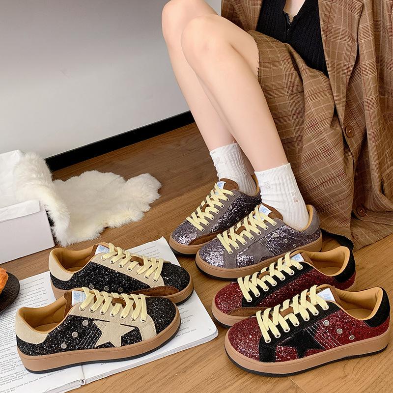 2025 Classic Old Little Dirty Shoes Women's Spring and Autumn Star Shoes Versatile Little White Shoes Flat Dirty Shoes Women's Board Shoes