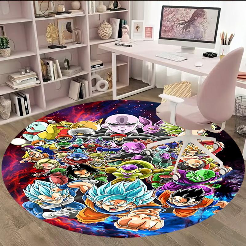 1pc Dragon Ball2 Print Round Carpet Chair Round Carpet Suitable for Bedroom Living Room Home Decorative Carpet