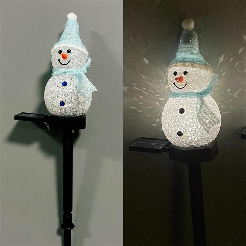 Solar Schneemann Weihnachtsbeleuchtung für Außendekoration Solarbetriebene Schneemann Gartenstecker Lichter für Weihnachten und Garten