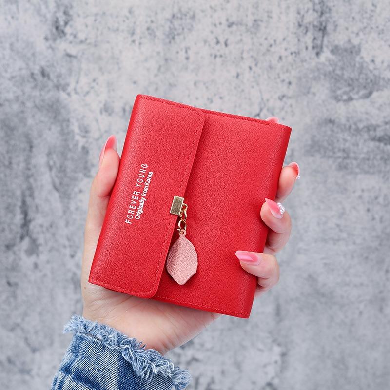 Korean Version of The Simple Small Wallet 30% Buckle Coin Purse Large-capacity Wallet Multifunctional Short Ladies Wallet.