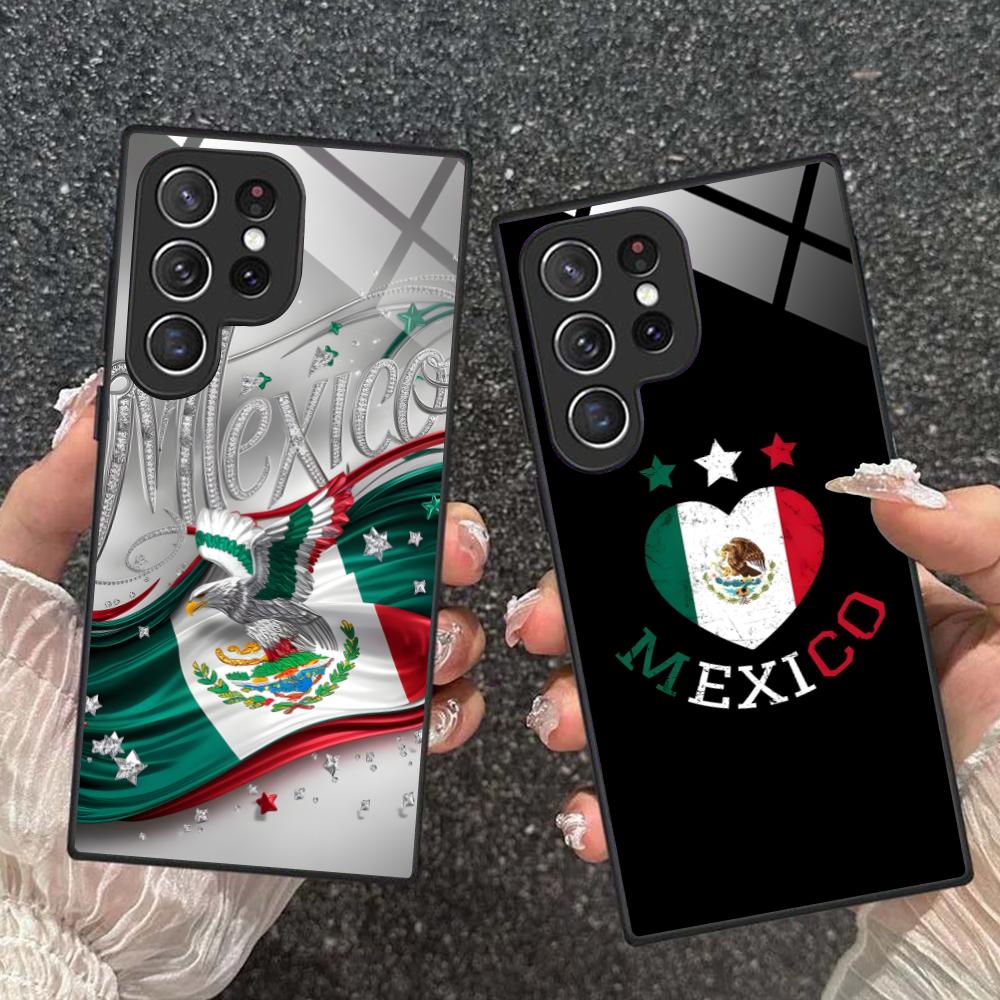 Mexico Flag Mobile Cell Phone Case for Samsung Galaxy S26 S25 S24 S23 S22 S21 S20 Note20 Plus FE Ultra Glass Colorful Cover