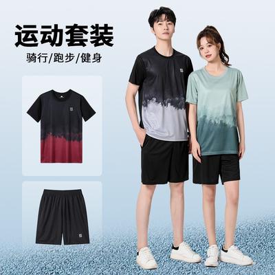 Mens Quick-Dry Sport Set Short Sleeve T-Shirt Shorts Running Training Casual Wear