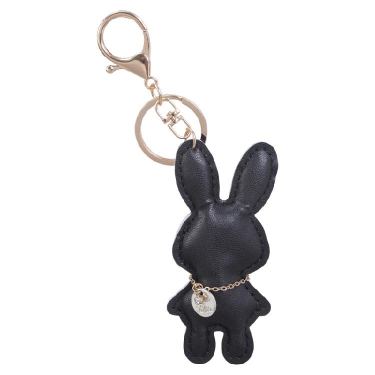 Fashionable Rabbit Keychain Artificial Leather Bunnys Pendant Keyring for Women Handmade Key Chain Bag Accessory