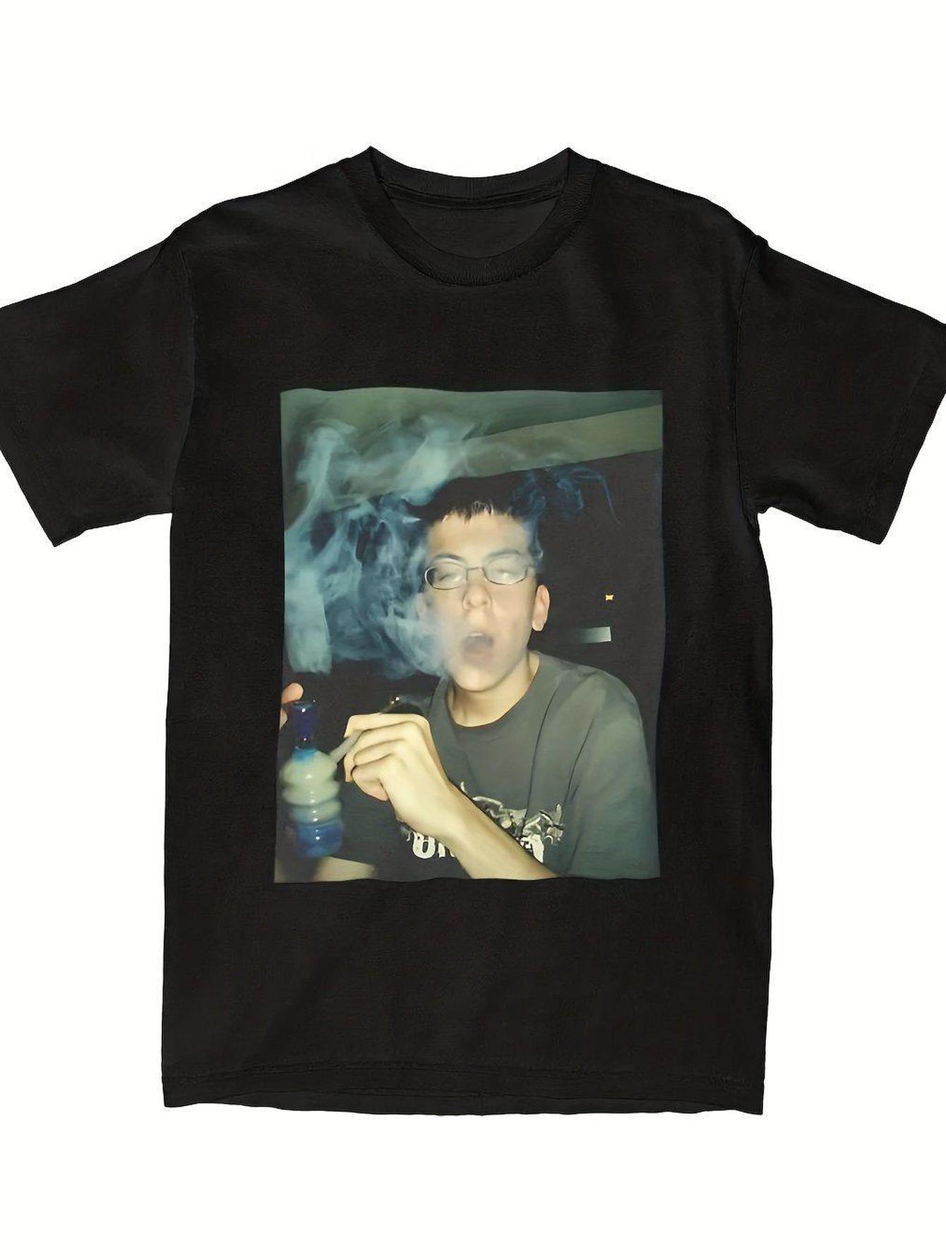 

Smoking Men Super Bad Men s T-shirt Novelty T-shirt Pure Cotton Round Collar American Retro Casual White Dan Single Product 4XL