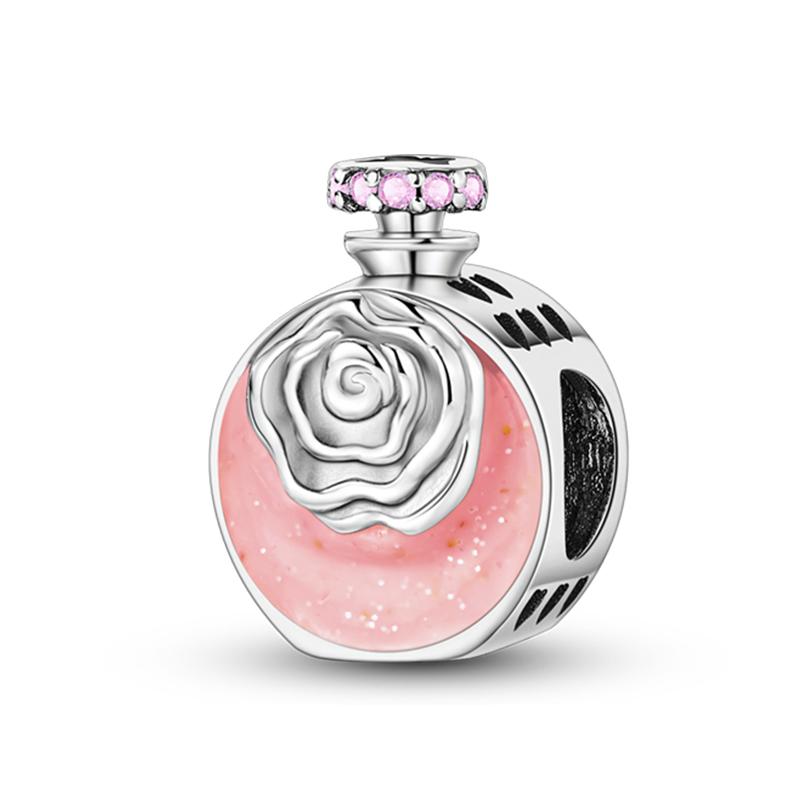 S925 Silver Color Butterfly Daisy Rose Crown Perfume Charms Beads Fit Pan Bracelets DIY Fine Jewelry Making Gifts