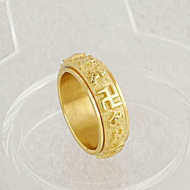 Jewelry Golden Six-character Mantra Men's Ring