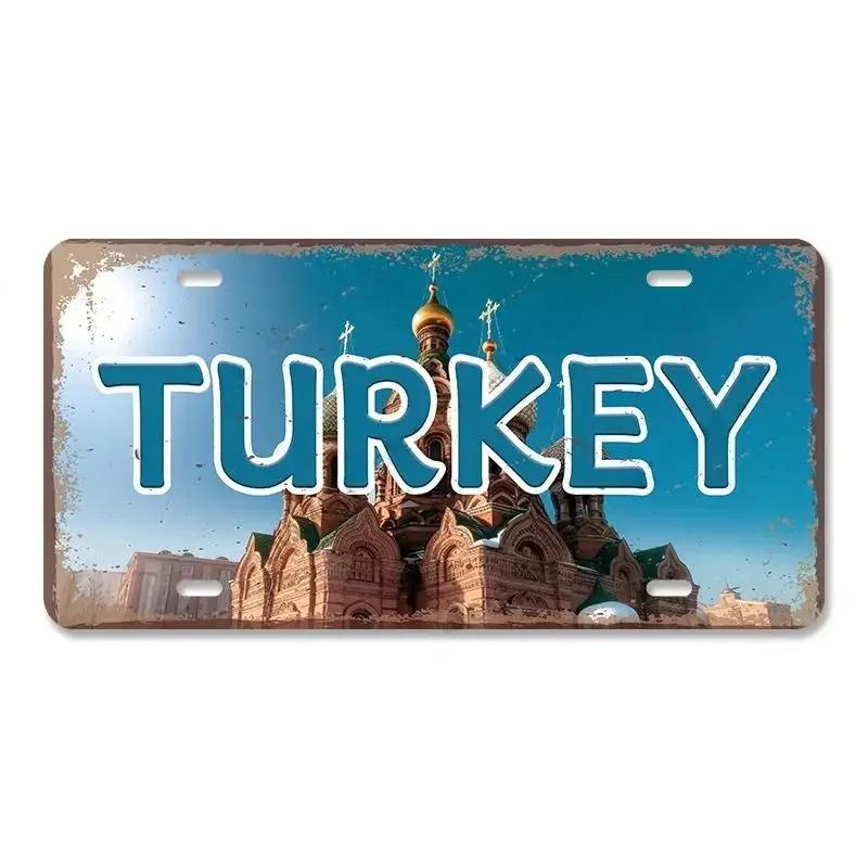 Vintage Metal Tin Signs Decors Country Capital City License Plate Retro America France Brazil Turkey Metal Posters Cafe Club Bar
