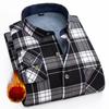 Moda Uomo Calde Camicie a Quadri a Maniche Lunghe Ispessite in Pile Doppio Lato Resistenti al Freddo Taglie Forti Casual Business Camicie a Quadri