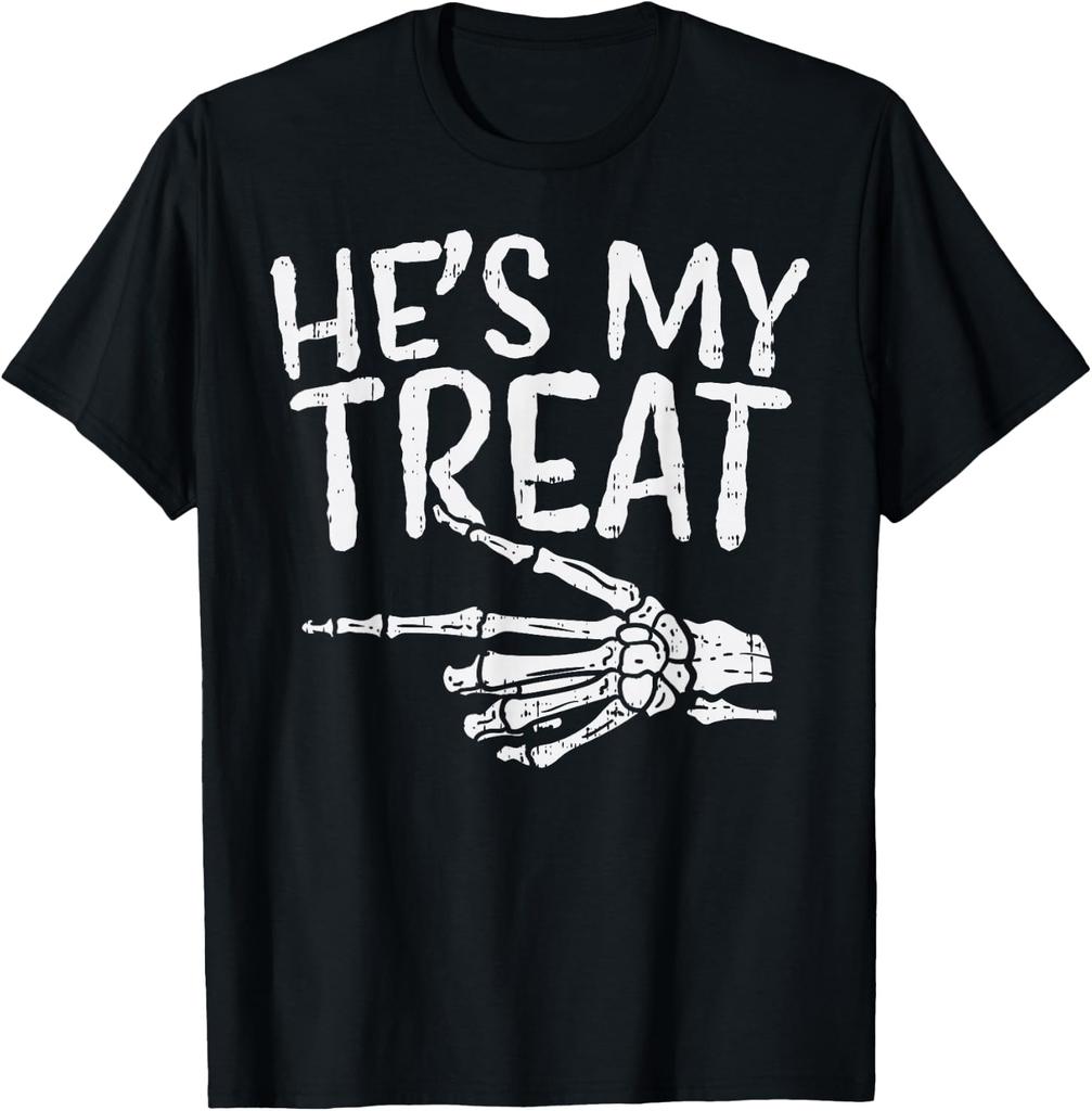 Hes My TreatShes My Trick Skeleton Matching Couple Halloween TShirt Fun Unisex Unisex Spooky Season Halloween Tshirts