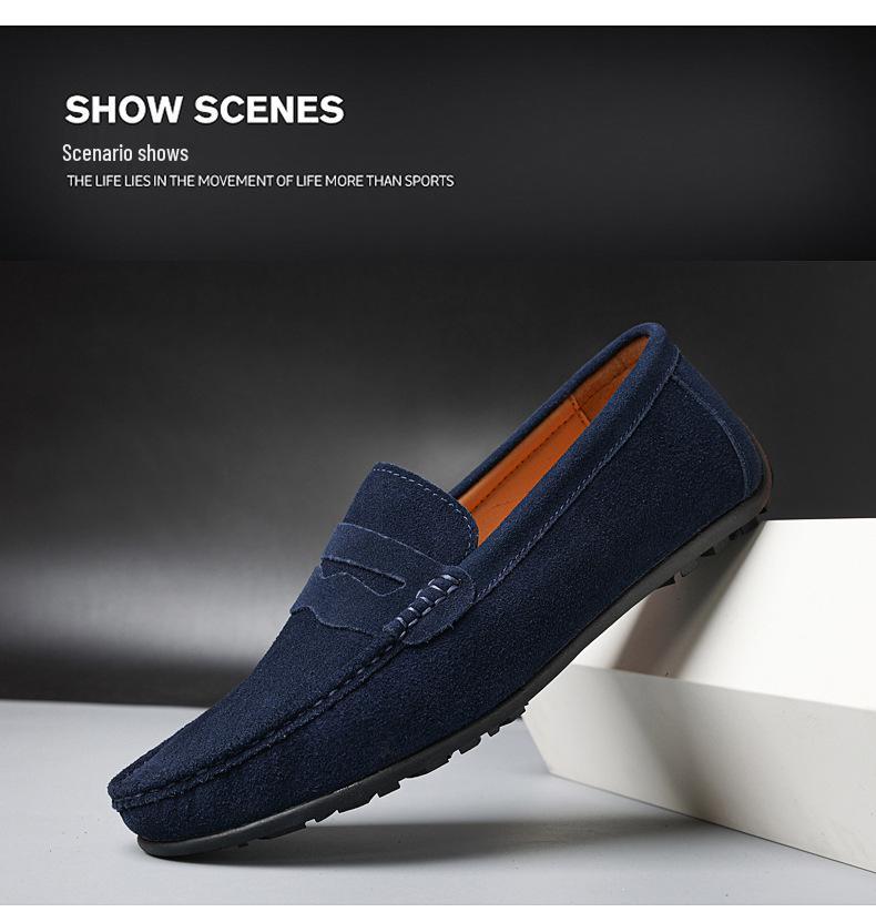 Men's Suede Slip-On Driving Shoes – Large Size, Casual British Style for Spring & Autumn