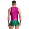 Men Sleeveless Fish Scales Print Bodysuit Sea King Sea God Halloween Cosplay Arm Sleeves Costume