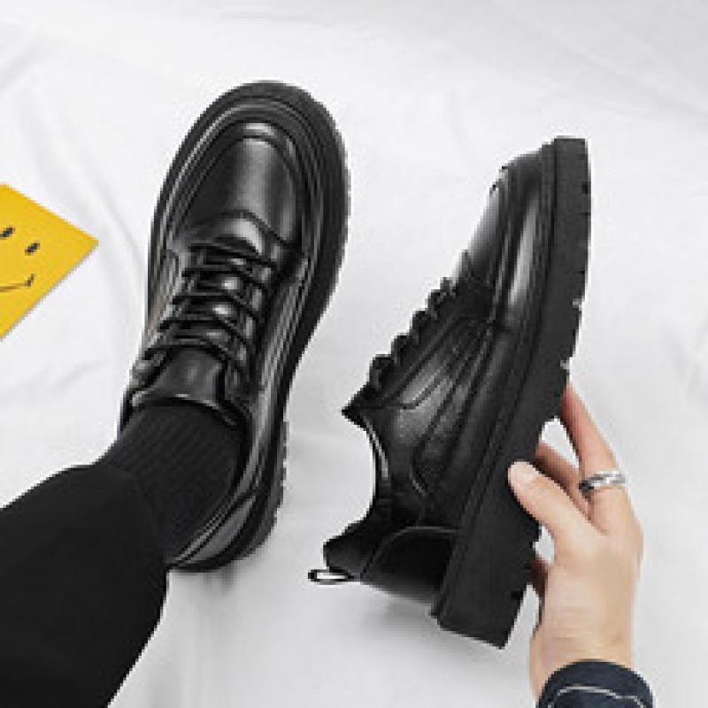 Leather shoes 2 autumn new retro casual men's black work shoes fashionable and versatile